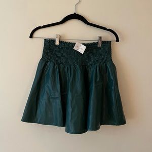Teal faux Leather stretchy Skort